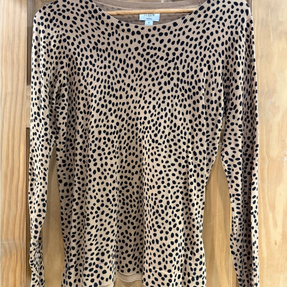 J. Crew Factory Leopard Teddie LS - Size Small